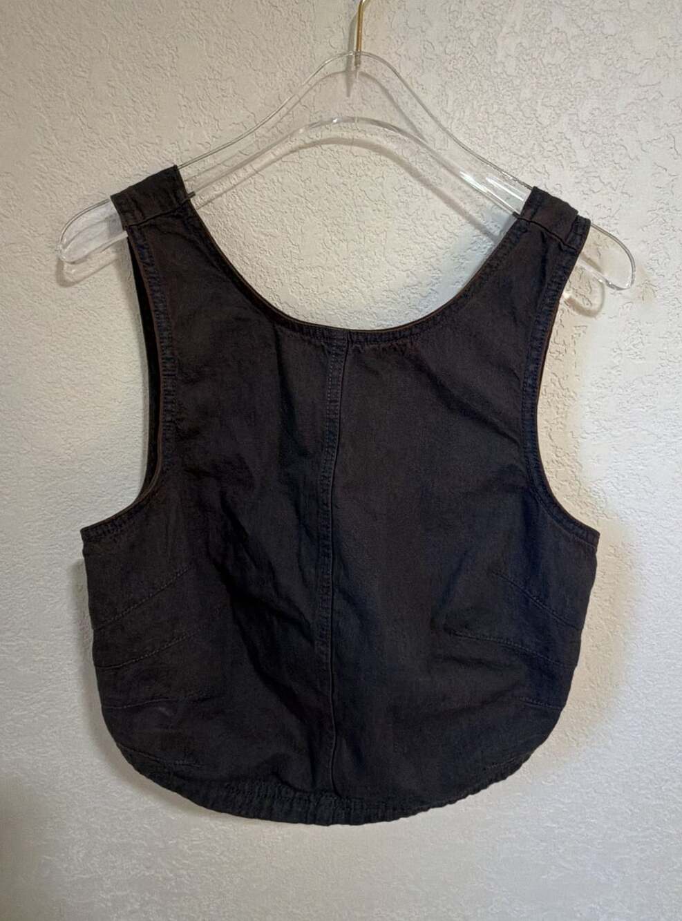 Free People Tank Top Size S Black Cotton Crop Zip Back Sleeveless